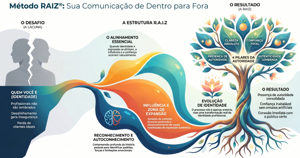 Infográfico Método RAIZ: Sua Comunicação de Dentro para Fora